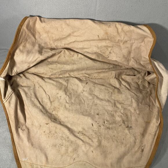 Eddie Bauer Canvas Suede Log Firewood Wood Tote Carrier Wrap Bag Vintage - Picture 9 of 9